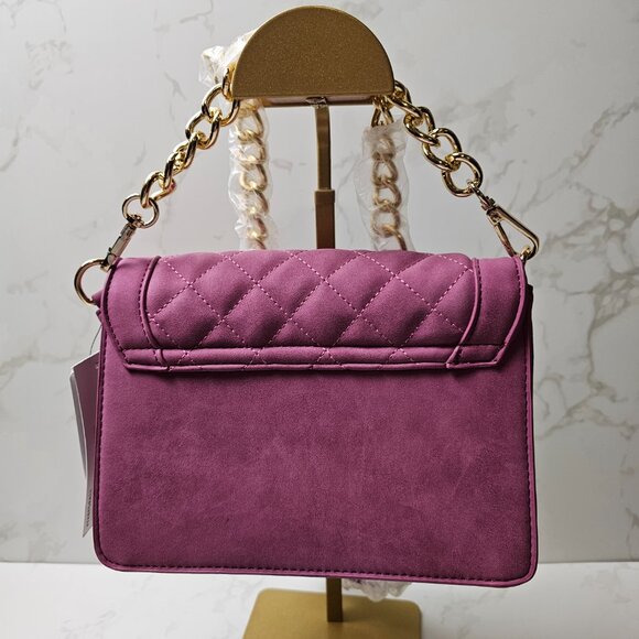 JustFab Plum Purple Quilted Crossbody Handbag NWT - Picture 3 of 9